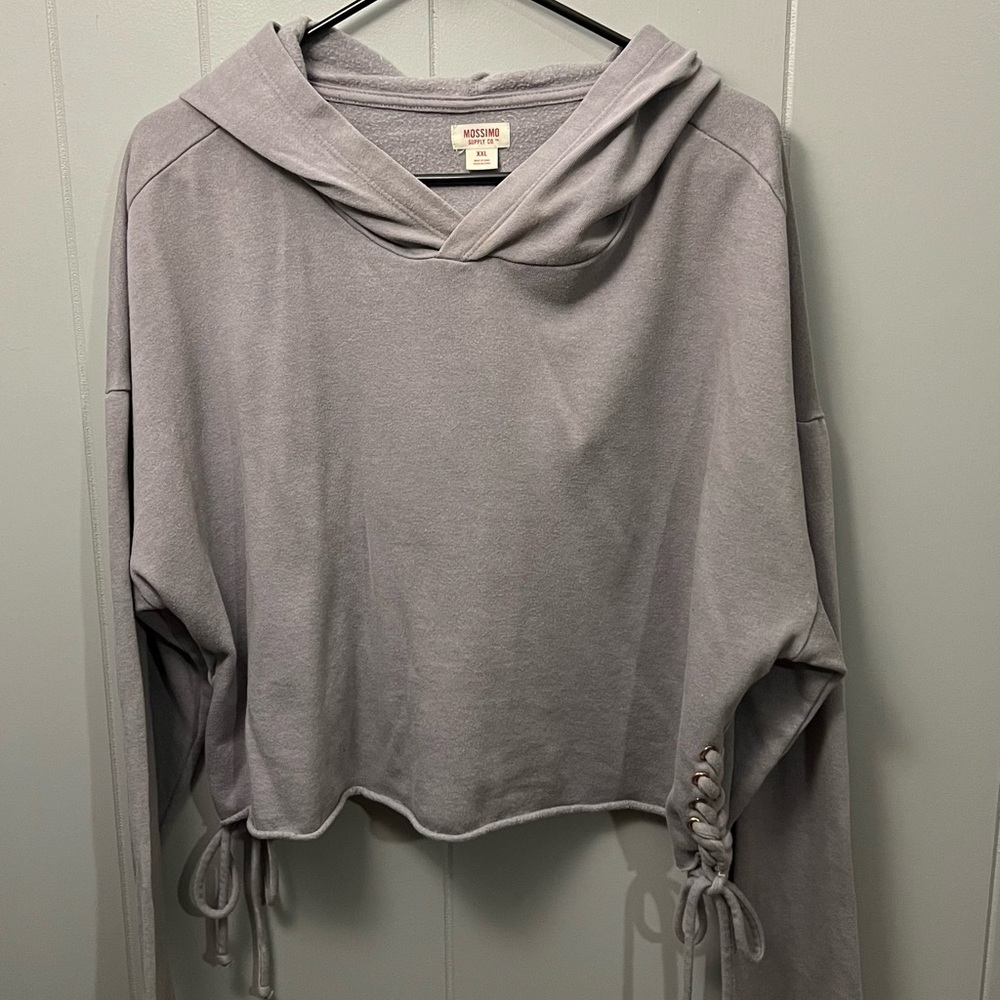 Cropped braided side detail hoodie